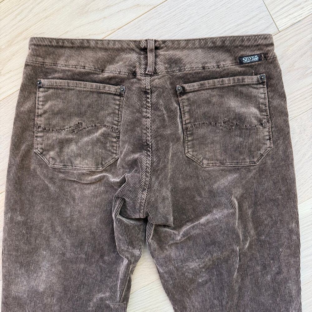 Silver Jeans Co Brown Corduroy Flare Pants Low‑Rise Button Fly Women’s 29 - Picture 3 of 10